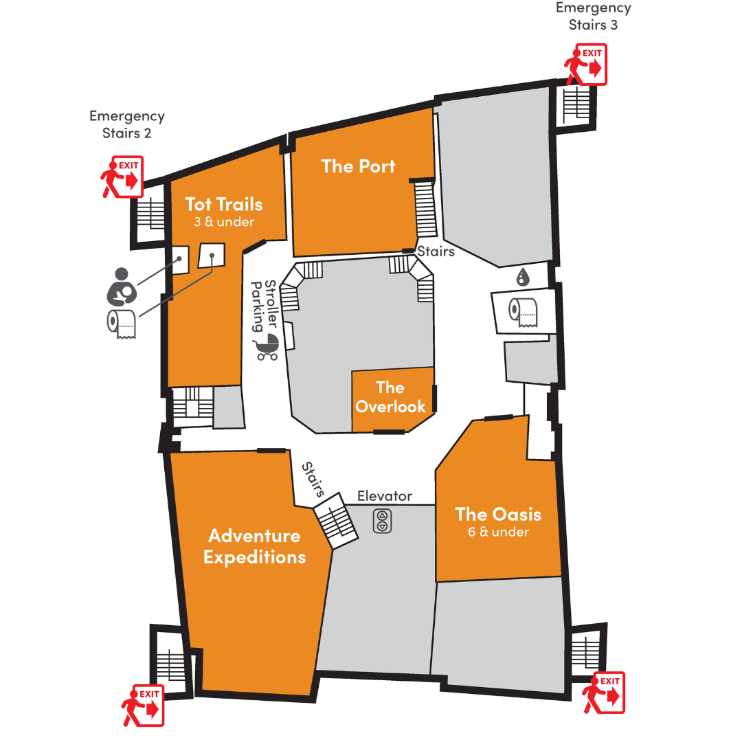 Map of Port Discovery's second floor.
